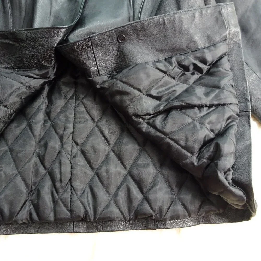 Gianni Ferrara Black Leather Lined Coat X-Large